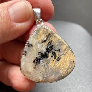 Tiger’s eye in Dendrite Opal Pendant in Solid Sterling Silver 925